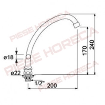 Pipa lavoar pentru robinet / baterie cu actionare la picior
